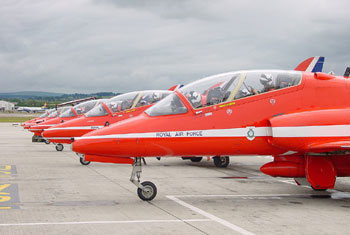 Red Arrows on the ground
